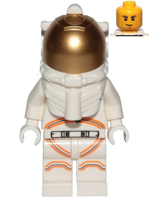 Preowned LEGO® Minifigure – Town cty1055 Astronaut Male White Spacesuit w/Orange Lines Smir