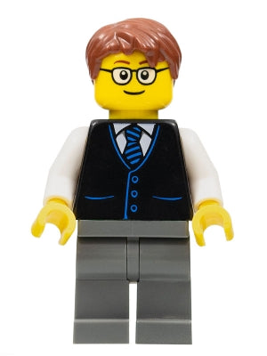 Preowned LEGO® Minifigure – Town cty1057 Launch Director Male Black Vest w/Blue Striped Tie