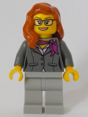 Preowned LEGO® Minifigure – Town cty1058 Scientist Female Dark Bluish Gray Jacket w/Magenta