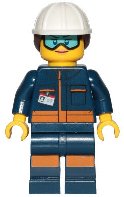 Preowned LEGO® Minifigure – Town cty1060 Ground Crew Technician Female Dark Blue Jumpsuit W