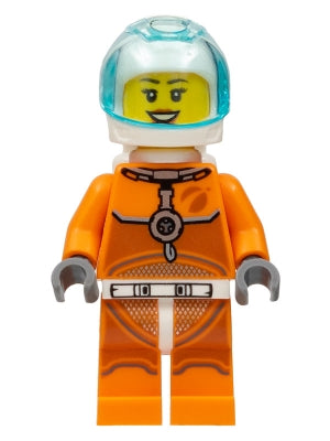Preowned LEGO® Minifigure – Town cty1065 Astronaut Female Orange Spacesuit w/Dark Bluish Gr