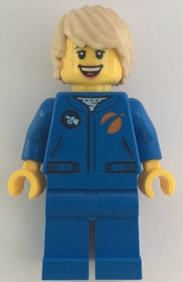 Preowned LEGO® Minifigure – Town cty1067 Astronaut Female Blue Jumpsuit Tan Hair Tousled w/