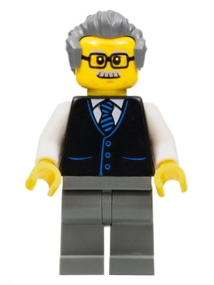 Preowned LEGO® Minifigure – Town cty1070 Launch Director Male Black Vest w/Blue Striped Tie