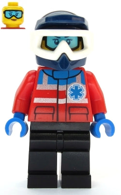 Preowned LEGO® Minifigure – Town cty1079 Ski Patrol Member Female Dark Blue Helmet
