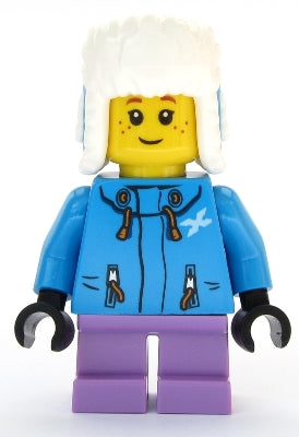 Preowned LEGO® Minifigure – Town cty1080 Girl Dark Azure Jacket Medium Lavender Short Legs