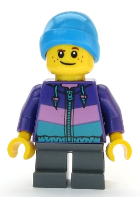 Preowned LEGO® Minifigure – Town cty1081 Boy Dark Purple Jacket Dark Bluish Gray Short Legs
