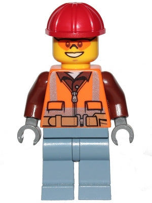 Preowned LEGO® Minifigure – Town cty1093 Lumberjack Male Orange Safety Vest Reflective Stri