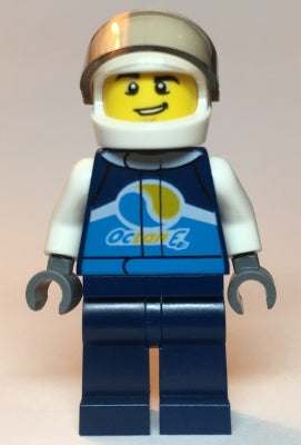 Preowned LEGO® Minifigure – Town cty1110 Race Car Driver Male Dark Blue Octan E Racing Jack