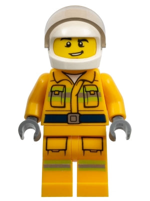 Preowned LEGO® Minifigure – Town cty1114 Fire Reflective Stripes Bright Light Orange Suit W