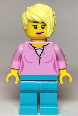 Preowned LEGO® Minifigure – Town cty1116 Female Bright Pink Top Medium Azure Legs