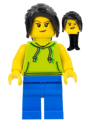 Preowned LEGO® Minifigure – Town cty1117 Tourist/Surfer Female Lime Hoodie