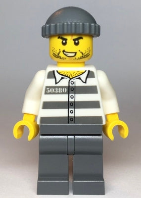 Preowned LEGO® Minifigure – Town cty1122 Police Jail Prisoner 50380 Prison Stripes Stubble