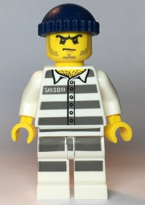 Preowned LEGO® Minifigure – Town cty1127 Police Jail Prisoner 50380 Prison Stripes Stubble