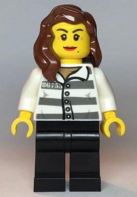 Preowned LEGO® Minifigure – Town cty1128 Police Jail Prisoner 86753 Prison Stripes Female R