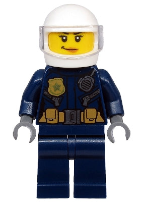 Preowned LEGO® Minifigure – Town cty1132 Police ATV Driver Female Leather Jacket w/Gold Bad