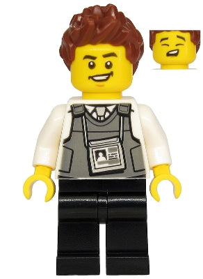 Preowned LEGO® Minifigure – Town cty1135 Police Security Officer Black Legs Brown Hair