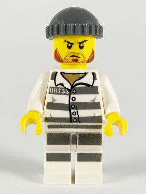 Preowned LEGO® Minifigure – Town cty1145 Police Jail Prisoner 86753 Prison Stripes Dark Blu
