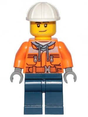 Preowned LEGO® Minifigure – Town cty1154 Construction Worker Male Orange Safety Jacket Refl
