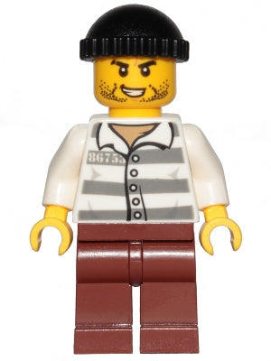 Preowned LEGO® Minifigure – Town cty1156 Police Jail Prisoner 86753 Prison Stripes Black Kn
