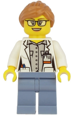 Preowned LEGO® Minifigure – Town cty1167 Ocean Researcher Female White Jacket Sand Blue Leg