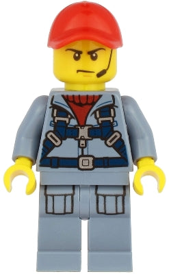 Preowned LEGO® Minifigure – Town cty1168 Ocean Submarine Pilot Male Harness Sand Blue Legs