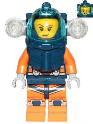Preowned LEGO® Minifigure – Town cty1169 Deep Sea Diver Female Dark Blue Helmet Side Lamps