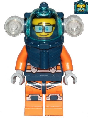 Preowned LEGO® Minifigure – Town cty1170 Deep Sea Diver Male Dark Blue Helmet Side Lamps Gl