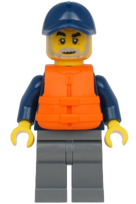 Preowned LEGO® Minifigure – Town cty1177 Deep Sea Explorers Boat Captain Dark Blue Turtlene