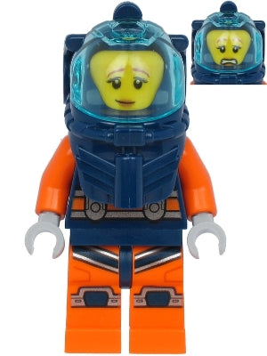 Preowned LEGO® Minifigure – Town cty1178 Deep Sea Diver Female Dark Blue Helmet Pensive Smi