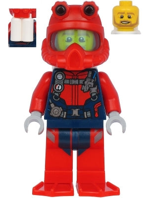 Preowned LEGO® Minifigure – Town cty1180 Scuba Diver Male Open Mouth Dark Tan Beard Red Hel