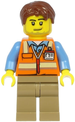 Preowned LEGO® Minifigure – Town cty1187 Air Traffic Controller Male Reddish Brown Hair Ora