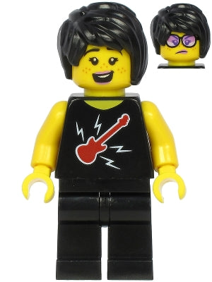 Preowned LEGO® Minifigure – Town cty1188 Plane Passenger Female Black Hair Black Sleeveless