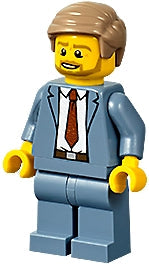 Preowned LEGO® Minifigure – Town cty1192 Plane Passenger Male Sand Blue Suit Dark Red Tie D