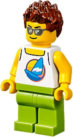 Preowned LEGO® Minifigure – Town cty1196 Plane Passenger Male White Tank Top w/Dark Azure S