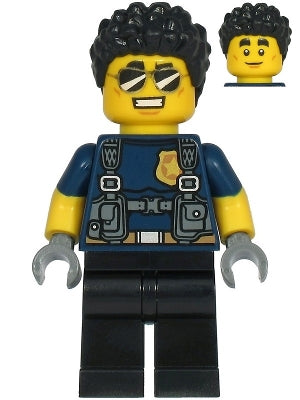 Preowned LEGO® Minifigure – Town cty1210 Police Officer Duke DeTain Dark Blue Shirt w/Molde