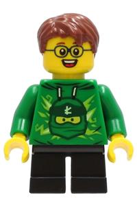 Preowned LEGO® Minifigure – Town cty1233 Boy Green NINJAGO Hoodie Black Short Legs Reddish