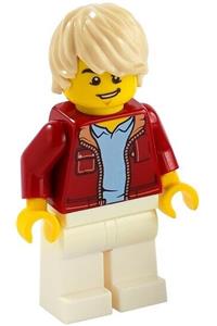 Preowned LEGO® Minifigure – Town cty1236 Man Dark Red Jacket w/Bright Light Blue Shirt Whit