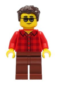 Preowned LEGO® Minifigure – Town cty1246 Man Red Plaid Flannel Shirt Reddish Brown Legs Dar