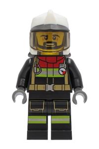 Preowned LEGO® Minifigure – Town cty1251 Fire Male Black Jacket and Legs w/Reflective Strip