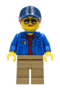 Preowned LEGO® Minifigure – Town cty1265 Ground Crew Female Blue Jacket over Dark Red V-Nec
