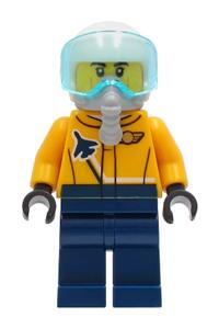 Preowned LEGO® Minifigure – Town cty1266 Airshow Jet Pilot Bright Light Orange Jacket Dark