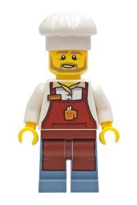 Preowned LEGO® Minifigure – Town cty1268 Baker Male Reddish Brown Apron w/Cup and Name Tag