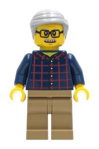 Preowned LEGO® Minifigure – Town cty1270 Man Dark Blue Plaid Button Shirt Dark Tan Legs Lig