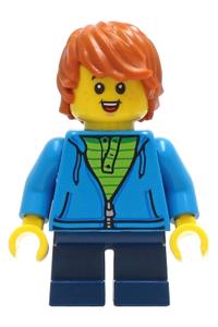 Preowned LEGO® Minifigure – Town cty1271 Child Boy Dark Azure Hoodie Dark Blue Short Legs D
