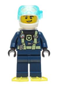 Preowned LEGO® Minifigure – Town cty1277 Police City Officer Dark Blue Diving Suit w/Yellow