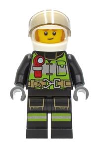 Preowned LEGO® Minifigure – Town cty1280 Fire Fighter Clemmons White Helmet Trans-Brown Vis
