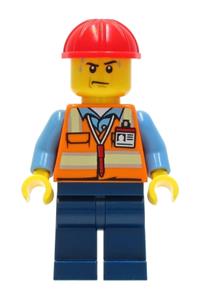 Preowned LEGO® Minifigure – Town cty1281 Construction Worker Male Orange Safety Vest w/Refl