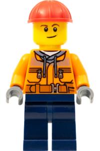 Preowned LEGO® Minifigure – Town cty1286 Construction Worker Male Orange Safety Jacket Refl