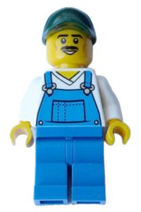 Preowned LEGO® Minifigure – Town cty1291 Street Sweeper Male Blue Overalls over V-Neck Shir