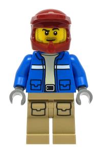 Preowned LEGO® Minifigure – Town cty1294 Wildlife Rescue Explorer Male Blue Jacket Dark Red